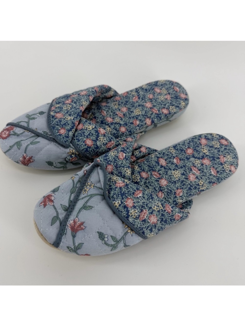 NEW Vintage Snuggables Floral Quilted Slip-On Slippers House Shoes, Size Large